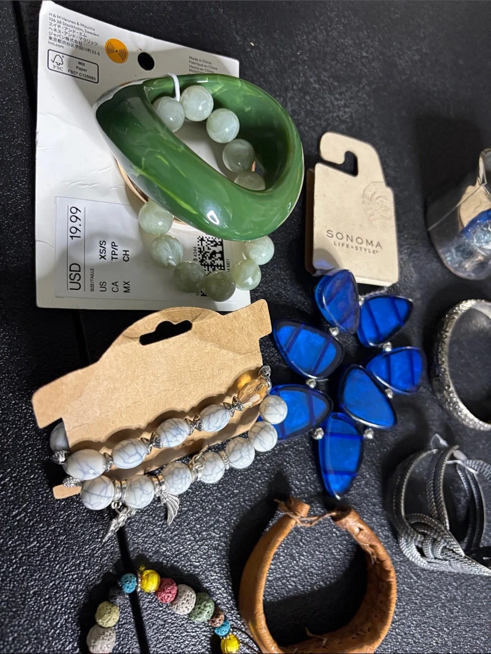 Bundle H&M Sonoma 8 Blue Stone Statement Necklace and Mixed Bracelet Set